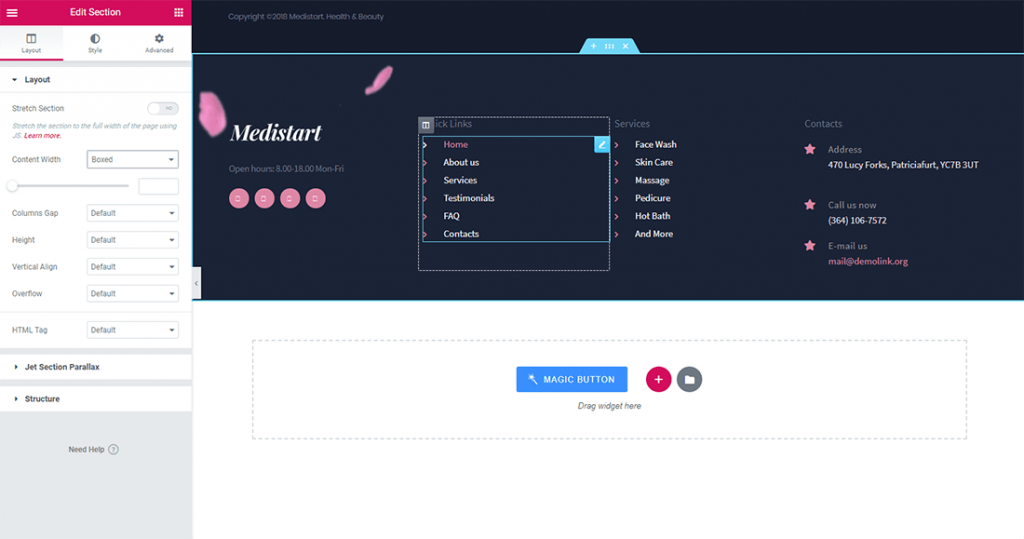 Create footer with JetThemeCore.