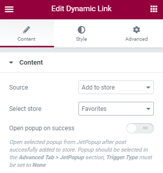 Add to Store dynamic tag