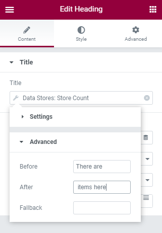 Store count dynamic tag