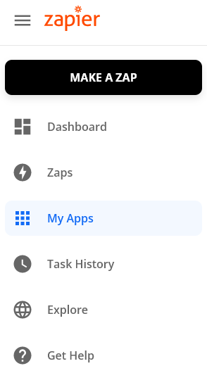 My Apps section of Zapier
