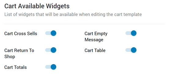 Available cart widgets