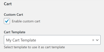 assigning cart template