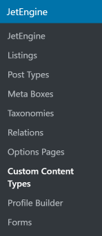 Custom Content Type menu