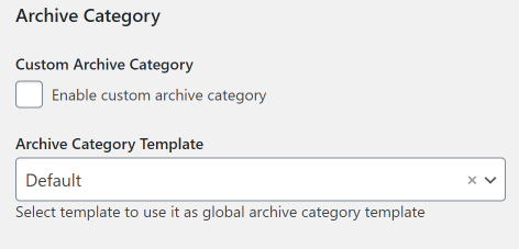 Archive Category page settings