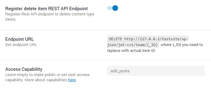 register delete REST API URL