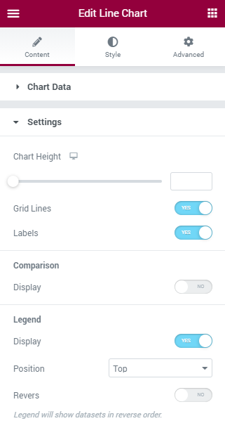 Line Chart settings
