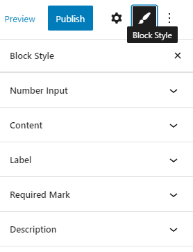 block style settings