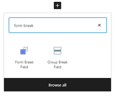 form break and page break field blocks