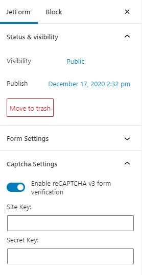 captcha settings