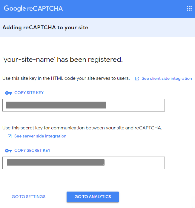 registering the captcha