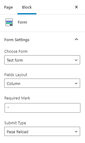 form settings