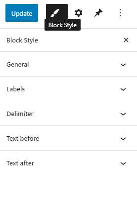 dynamic terms block style settings