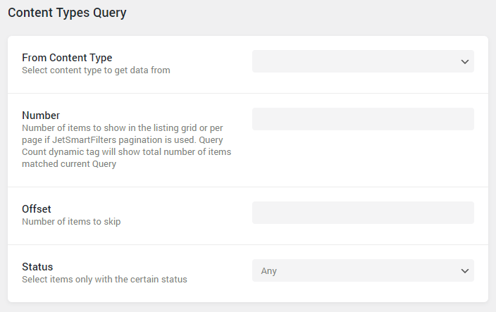 CCT Query settings