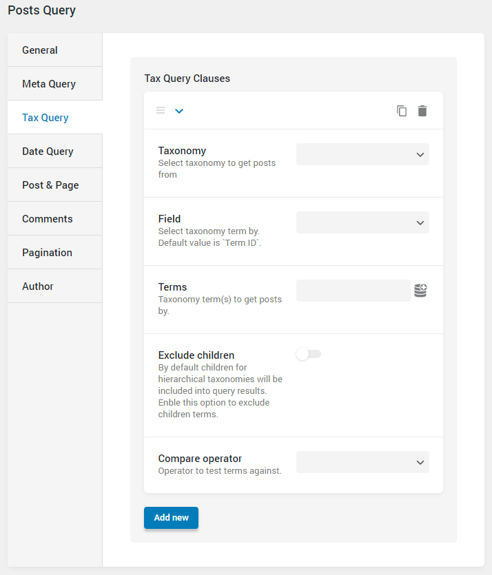 Post Query tax query settings