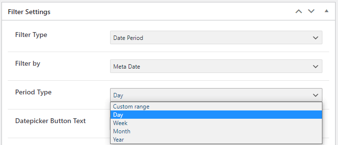 active period type drop-down select