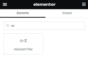 alphabet filter widget in elementor