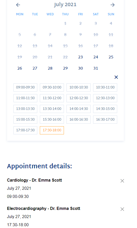 appointment details