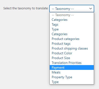 selecting a taxonomy to be translated 