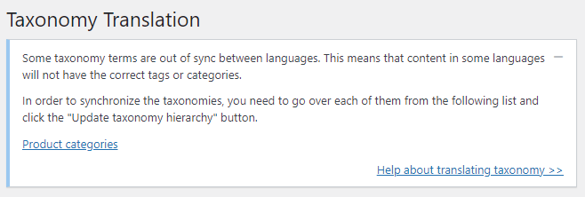taxonomy terms out of sync service message
