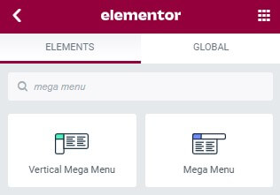 mega menu widgets in elementor