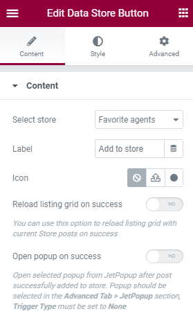 setting a label for data store button 
