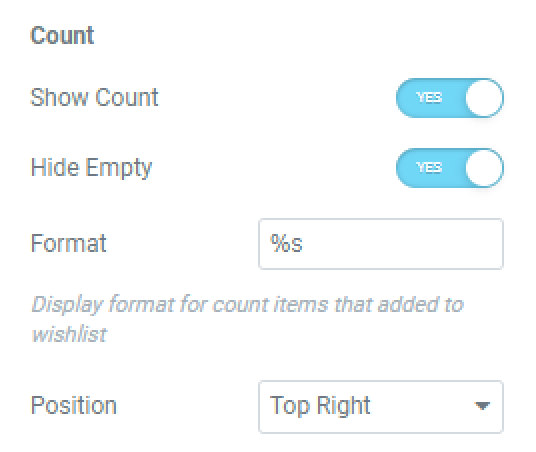 wishlist count button settings