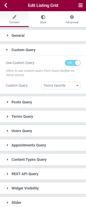 use custom query