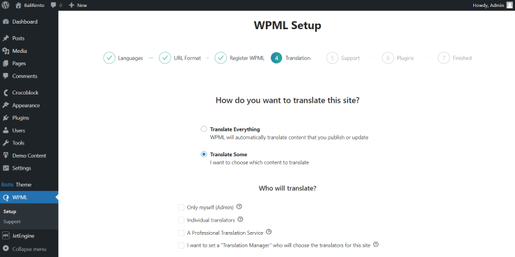 wpml setup translation translate some