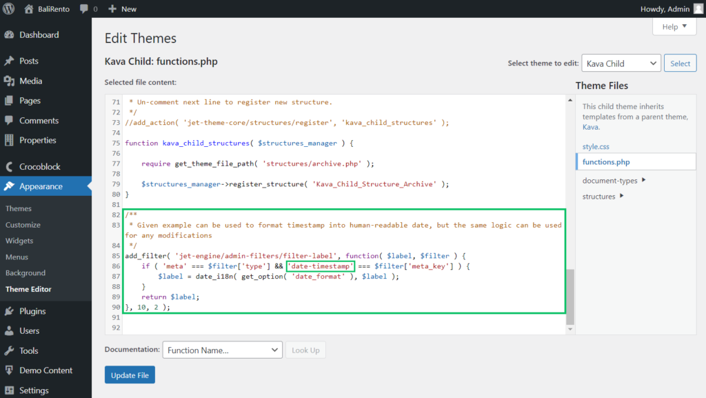 functions php code