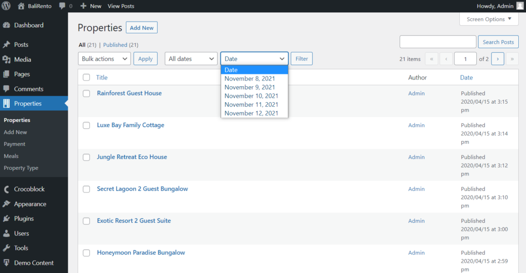 properties cpt date filter