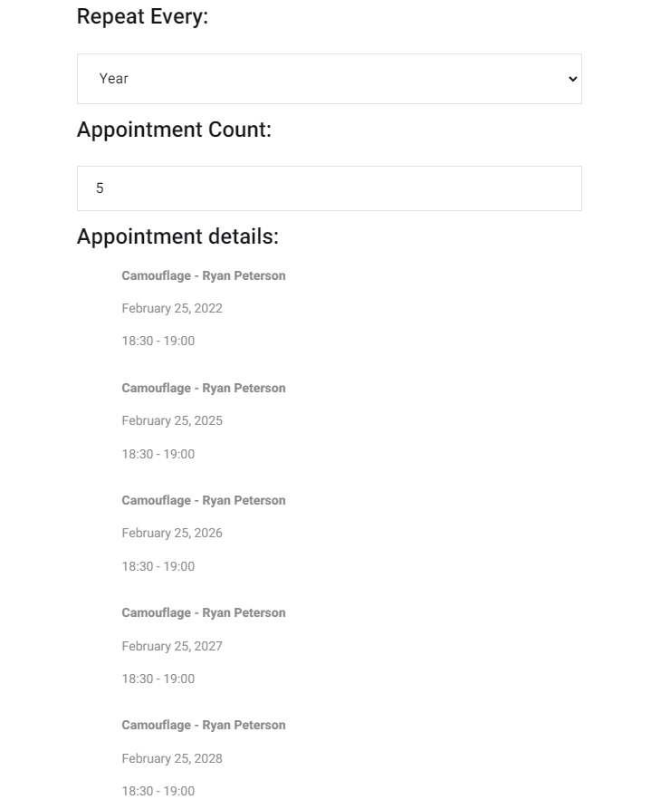 appointment count