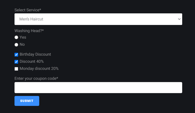 form with the shown fields