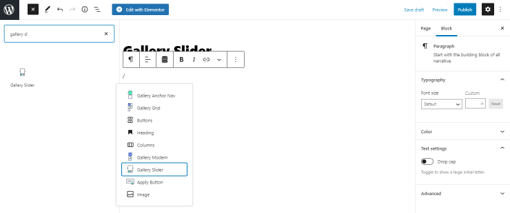 gallery slider block