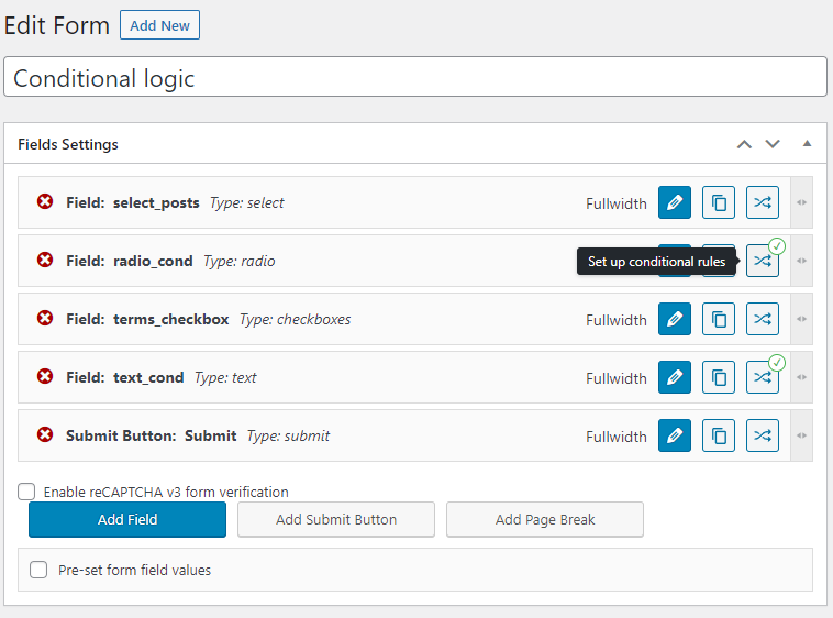 set up conditional rules