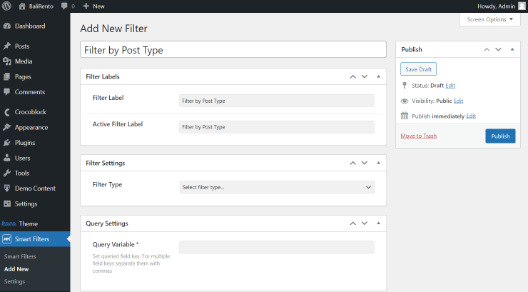 filter by post type labels
