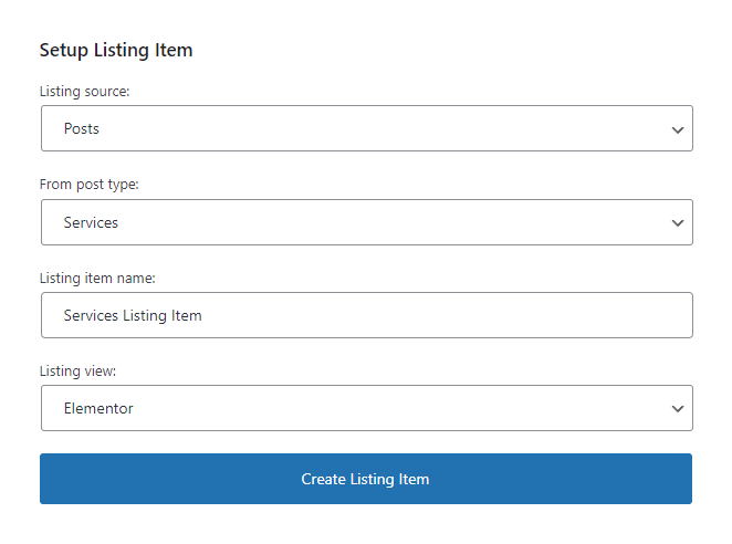 setup listing item for posts
