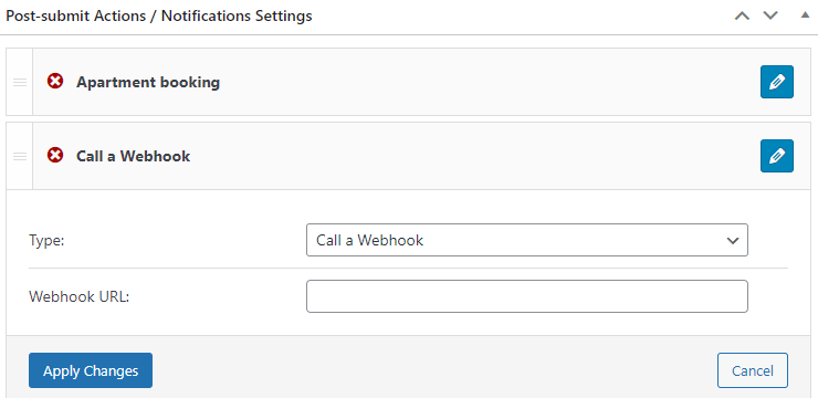 call a webhook post submit action