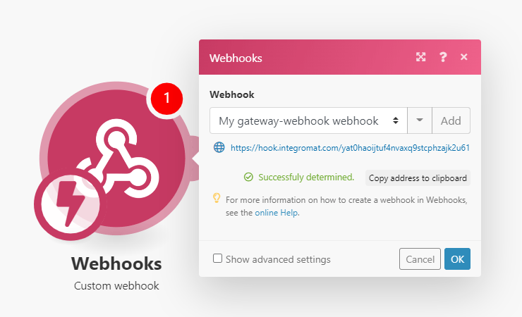 webhook successfully determined