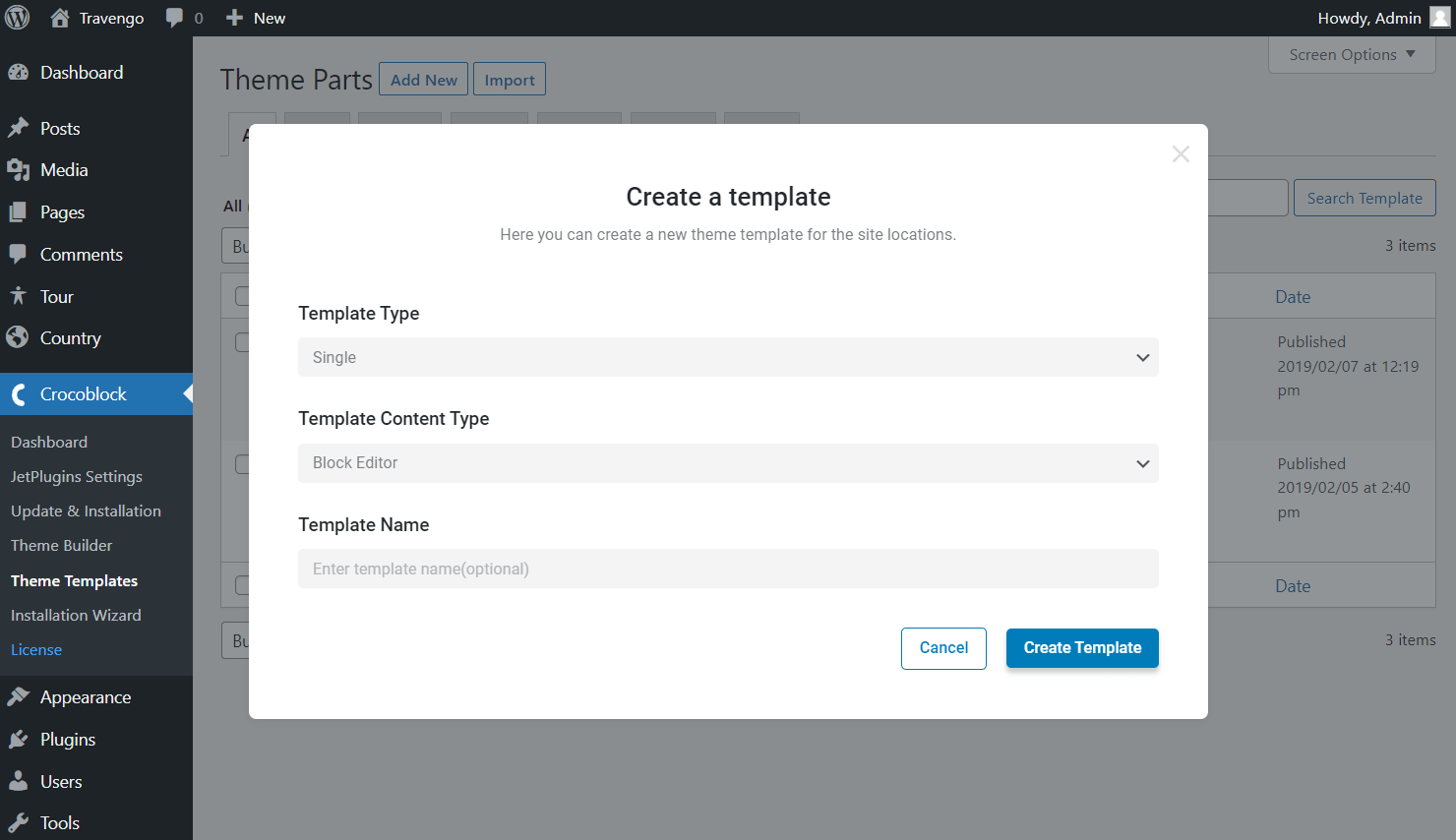 create a single template