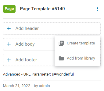 create a template or add from library to the page template