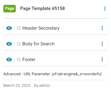 page template with the condition for the search filter