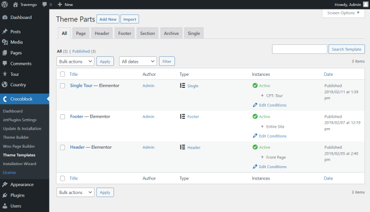 crocoblock theme templates page