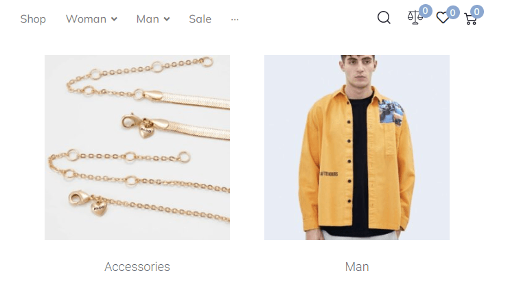 categories on the shop page on the front end