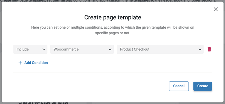 product checkout for page template
