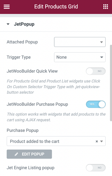 jetpopup settings