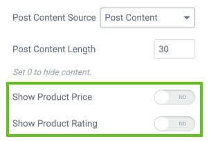 show product price and rating