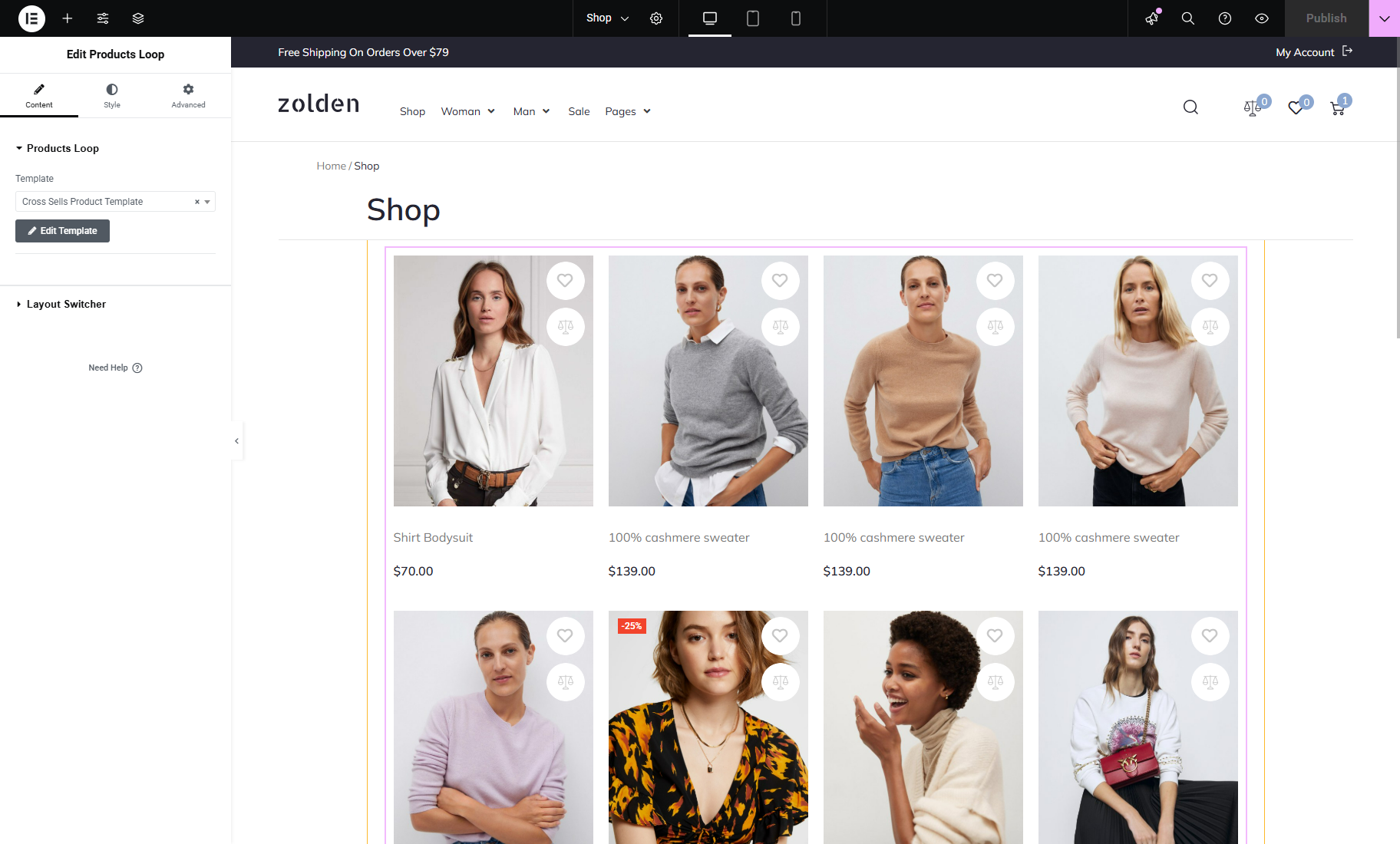 products loop widget