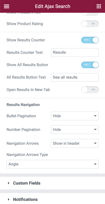 results navigation