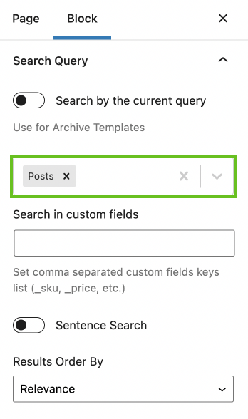 search query area