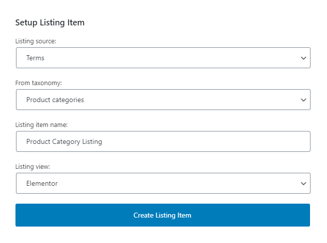 new listing creation for terms